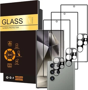 3+3 Samsung Galaxy S24 Ultra Screen Protector Glass Anti Fingerprint Clear Saver - Picture 1 of 24