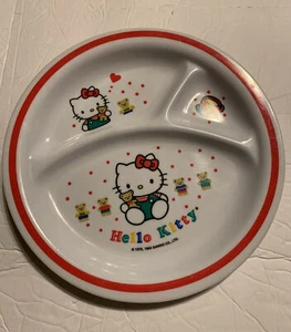 Vtg Melamine Hello Kitty Childrens Divided Tray Dish Plate 3 Sections 8.25” - Picture 1 of 4