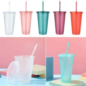 Water Bottle With Straws Drinking Straw Cup Flash Powder Drinkware Shiny UK - Picture 1 of 24