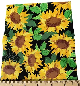 Sunflowers Garden Fabric Yellow Black Fall Harvest 100% Cotton 1/2 yard x 44" - Picture 1 of 12