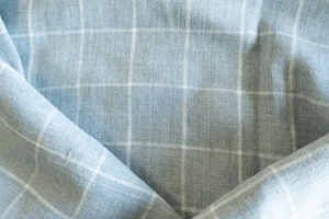 Narrow Klee blue check Klee Fabric Güell Lamadrid fabric remnant 33" by 54" - Picture 1 of 6