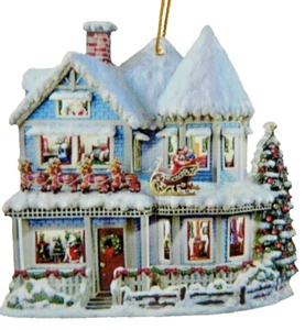 Santa on Rooftop Ornament 3"H With Gold String and Bell to hang 2-Sided Acrylic - Picture 1 of 4