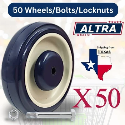 Box with 50 pcs 5" Diameter wheels for Shopping Cart Nuts and Bolts included - Image 1 of 4