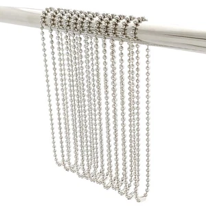Stainless Steel Shower Curtain Hooks, 55 Inch Ball Chain Design, 12 Pack Rust... - Picture 1 of 6