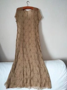 Nougat  2 piece 100% Silk Cinnamon Dress and Viscose Shift Size 2 medium - Picture 1 of 7