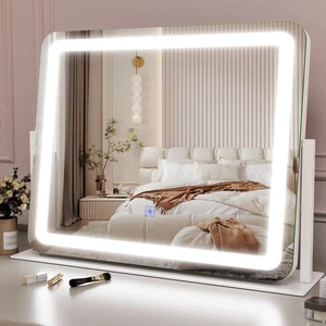 Specchio Vanità Illuminato 22x17 con Luci LED Dimmerabile 3 Modalità Colore Touch Screen - Foto 1 di 12