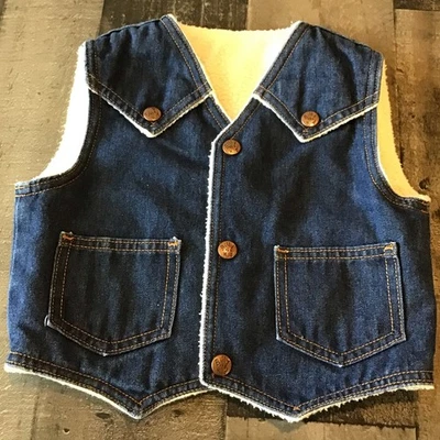 Chaleco vaquero vintage Billy The Kid Western frente a presión imitación sherpa forrado talla 6 Foto 1 de 4