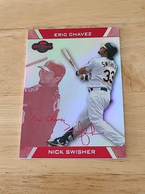 2007 Topps Co-Signers Hyper Silver/Red /75 Nick Swisher Eric Chavez #76 $$$ - Image 1 of 2