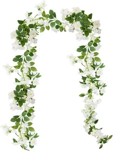 CISDUEO Artificial Cherry Blossom Flower Vine Hanging White - Picture 1 of 7