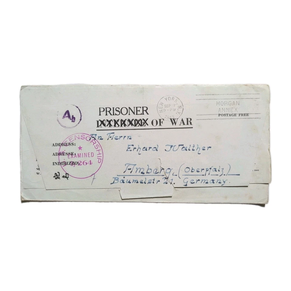 Kriegsgefangenenpost aus Fort Teno Oklahoma USA POW 1943 mit Zensur und Inhalt  - Bild 1 von 2