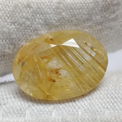 Natural Golden Inclusion Rutilated Quartz Cut Oval Rutile for Jewelry 5.3 Cts - Image 1 of 4
