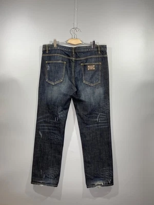 DOLCE & GABBANA D&G Y2K Mens Metal Logo Dark Blue Used Italian Denim Jeans Sz 40 - Image 1 of 4