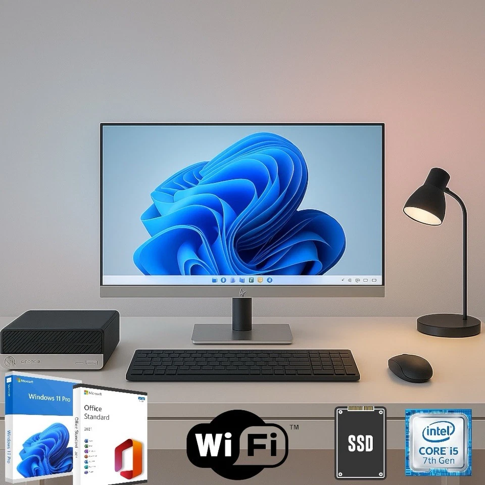 PC-Set | HP Prodesk + 24" Monitor | i5-7500 | 16GB RAM | 256GB SSD + 500GB HDD - Bild 1 von 4