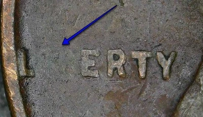 Grease Filled Die Error - 1946 Lincoln Wheat Cent Penny - Struck Thru Missing IB - Image 1 of 4