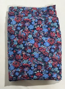 Vintage Fabric 4+ Yards Cotton Floral Blue Red Quilting Crafts Sewing - Picture 1 of 3
