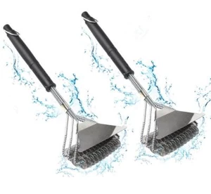 2x Grillbürste Edelstahl Reinigungsbürste Set Grillreiniger Schaber Grillzubehör - Bild 1 von 12