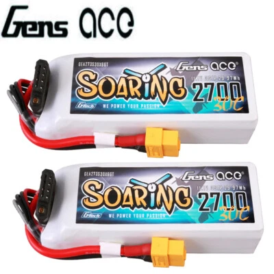 2X Gens Ace G-Tech 2700mAh 11.1V 30C 3S Lipo Akku XT60 Stecker Für RC crawler DE - Bild 1 von 4