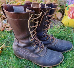 Vintage 12" Men's L.L. BEAN Boots MAINE HUNTING SHOES, Tall Sz 9 - 1960's - Picture 1 of 11