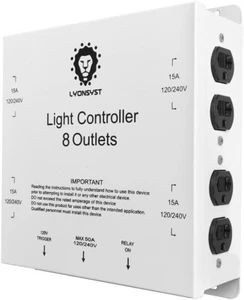 8 Outlets Relay Controller With Trigger Cord for Indoor HID Grow Light - Picture 1 of 6