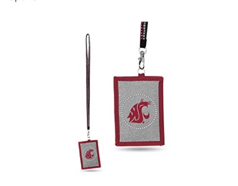 NCAA Washington State Cougars Beaded Gem Lanyard ID Wallet Cover