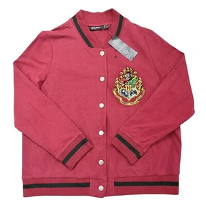 Harry Potter Cardigan Sweater Youth Sz 14 Red Snap Button Hogwarts Bomber Jacket - Picture 1 of 11