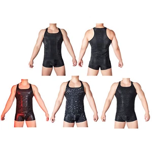 Mens Underwear Set Gym Lingerie Holiday Tops With Shorts Sleeveless Clubwear - Picture 1 of 56