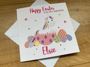 Personalised Unicorn EASTER CARD Daughter Granddaughter Niece Sister - Picture 1 of 3