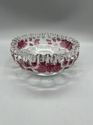 Westmoreland Glass Grape Design W/Ruby Stain Crimped Edge Bowl 6" Round - Image 1 of 4