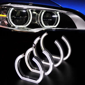 White DTM Style Square LED Angel Eye Kit For BMW F30 3 Series Halogen Headlights - Picture 1 of 4