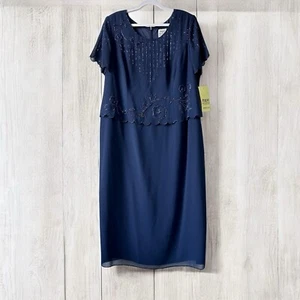 R&M Richards Formal Dress Womens Sz 18WP  Blue, Bead Accents Full Length Party - Picture 1 of 12