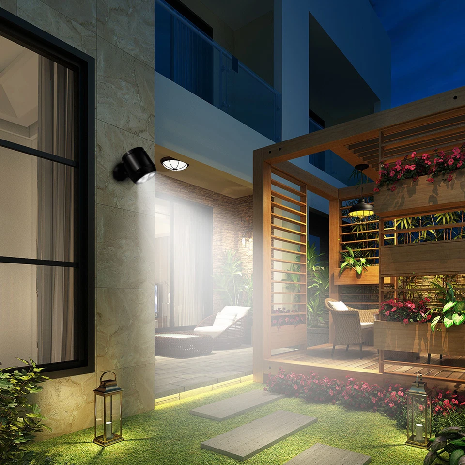 Waterproof 4 LED Floodlight Security Camera Spotlights Motion Detector Light UK - Image 1 of 4