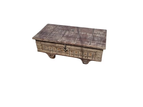Coffee table antique trunk storage old wooden trunk chest vintage box Cover