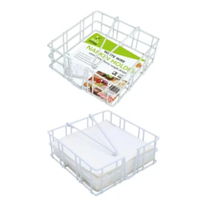 White Steel Napkin Serviette Holder Rack Kitchen Home Camping Picnic Bar New - Picture 1 of 1