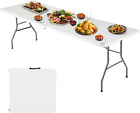6ft Folding Picnic Table For Outdoor, Portable Fold-in-half Plastic Dining Picni