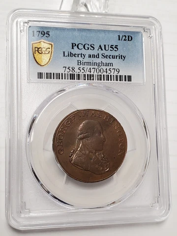 1795 1/2D George Washington Liberty And Security Birmingham Edge PCGS Au55 Cover