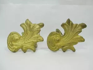 2 Vintage Solid Cast Unpolished Brass Napkin Rings Acanthus Leaf Pattern - Picture 1 of 9