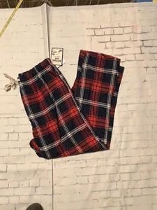 Mens L Lounge Pants Pajama Pants Red Blue Plaid Soft Flannel Bottoms Out NWT - Picture 1 of 5