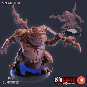 Toad Folk Spearman Epic Miniatures Monster RPG D&D Pathfinder 3D Print - Picture 1 of 1