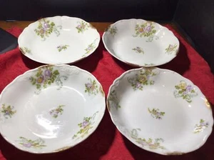 Vintage Limoges. 4 Pink Floral Dessert Bowls H & Co C. Ahrenfeldt Limoges France - Picture 1 of 5