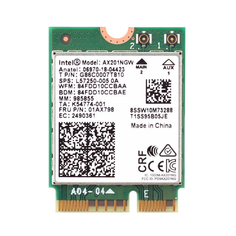 Intel WiFi 6 AX201NGW M.2 Key E Dual Band WiFi Bluetooth Card AX201
