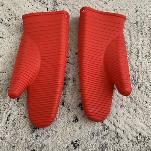 Paar DEXAS Silikon Ofen Herdhandschuhe Handschuhe rot Fäustlinge hitzebeständig 14" - Bild 1 von 3