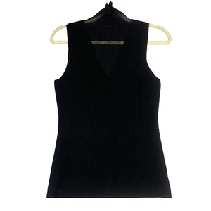 Theory Sweater Merino Wool Blend Black Sleeveless Turtleneck Size Small - Picture 1 of 10
