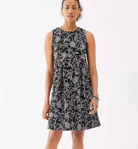 J. Jill Wearever Plissee ärmelloses Kleid schwarz weiß Print Gr. M Petite Travel - Bild 1 von 7