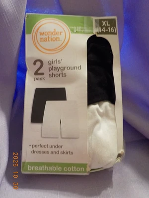 Wonder Nation Girls Playground Panties, 2-Pack-Black/White-XL (14-16)-NWT - Image 1 of 4