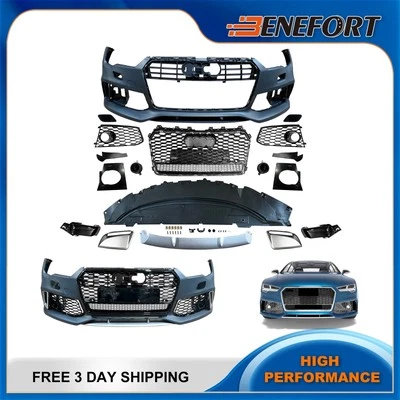Kit de carroceria de para-choque dianteiro compatível com 2016-2018 Audi A7 S7 padrão para RS7 estilo esportivo de corrida - Imagem 1 de 4