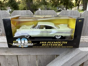 Ertl American Muscle 1:18 Scale 1958 Plymouth Belvedere Hardtop, Green With Box - Picture 1 of 1