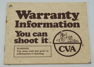 CVA Connecticut Valley Arms Muzzleloader Warranty Information Brochure 1979 - Picture 1 of 4
