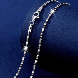 Pure PT950 Platinum 950 Chain 1.8mm Crown Beads Link Necklace 9-9.2g 17.9inch - Picture 1 of 4