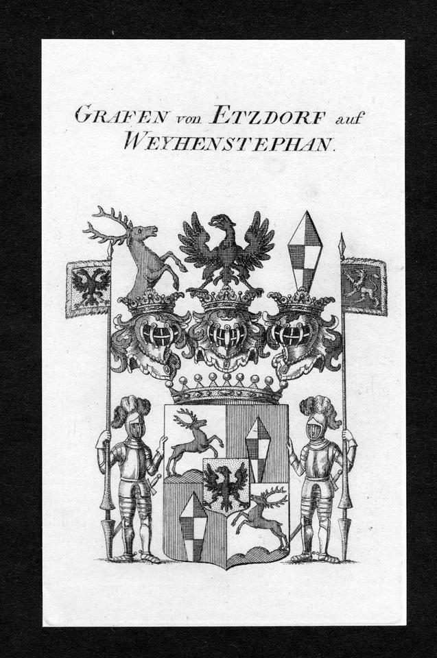 ca.1820 Etzdorf Weihenstephan Wappen Adel coat of arms Kupferstich antique print - Bild 1 von 1