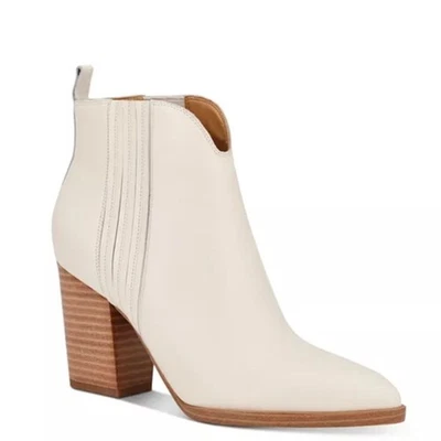 Marc Fisher Annabel Western Ankle Booties Pointed Toe block heel Cream Ivory 10 - Image 1 of 4